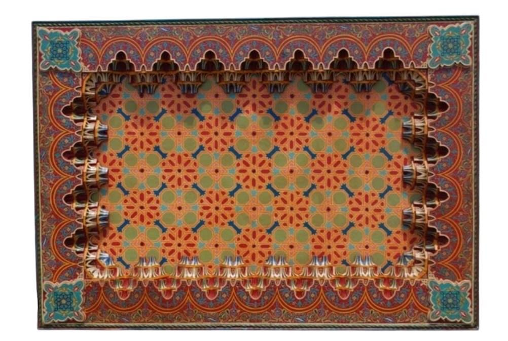 Unique Alhambra vintage hand painted Moroccan wooden ceiling panel