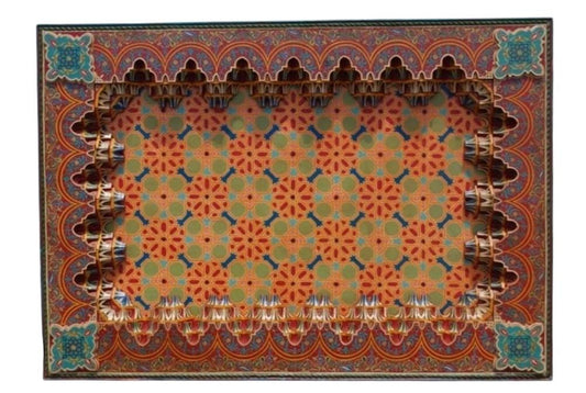 Unique Alhambra vintage hand painted Moroccan wooden ceiling panel