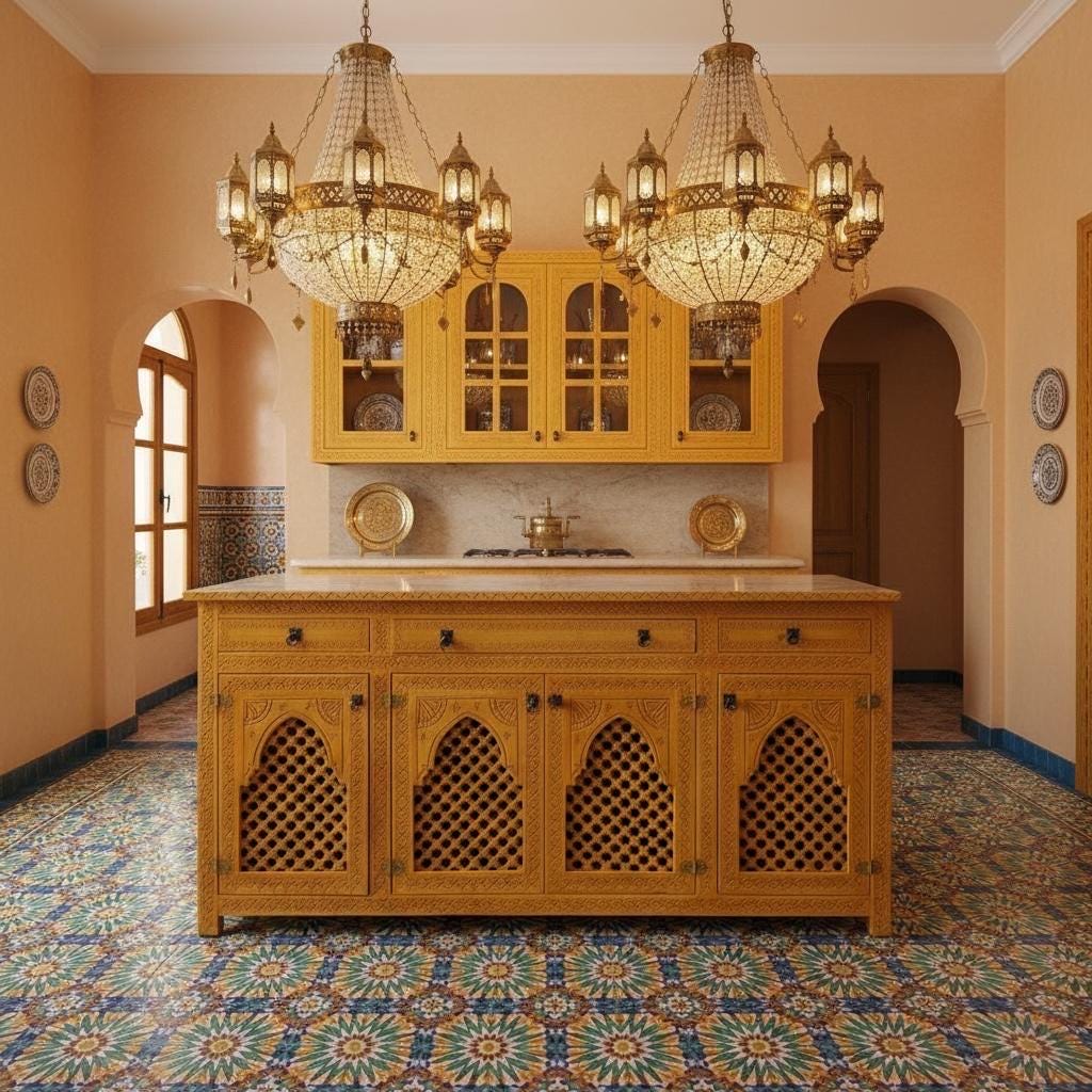 Eclectic Handmade Moroccan Wooden Credenza, Lattice Artwork Buffet