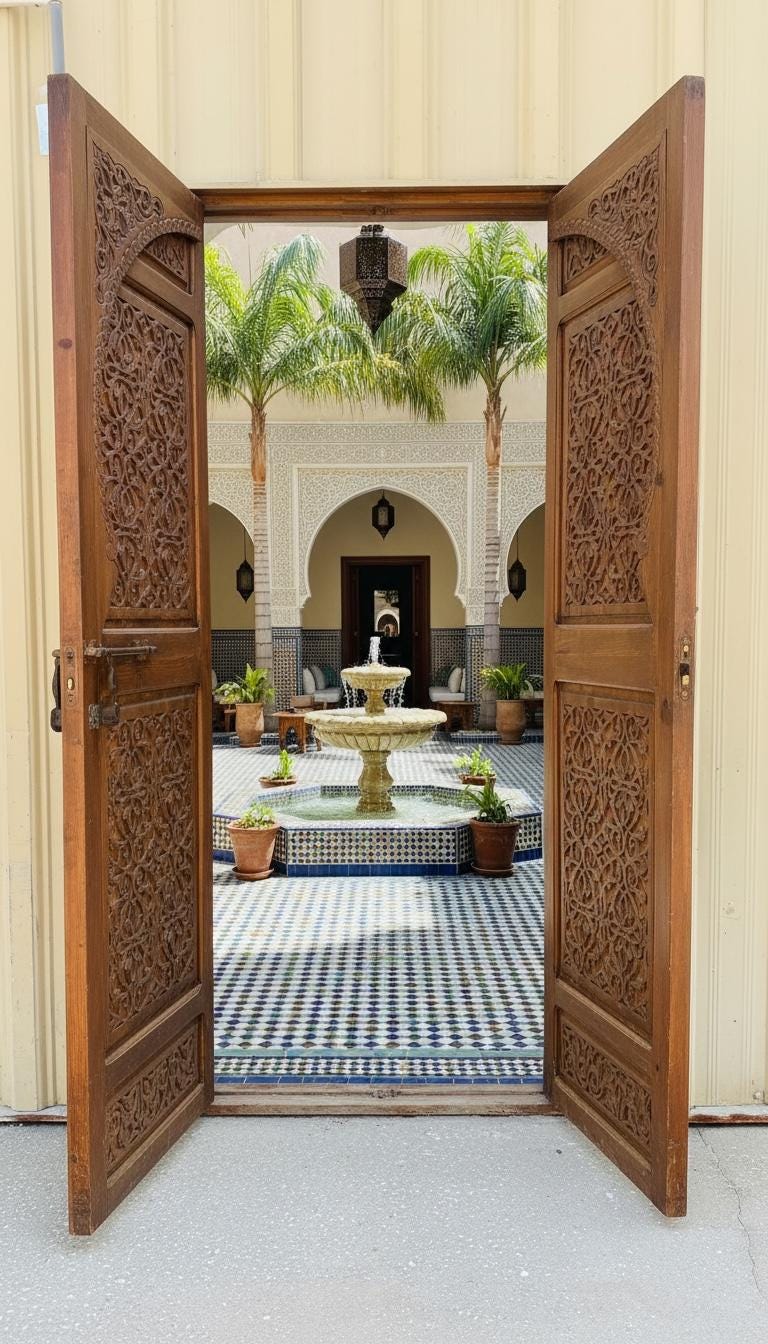 Hand-Carved Moorish Double Door: Moroccan Wood door Panels courtyard Entryway