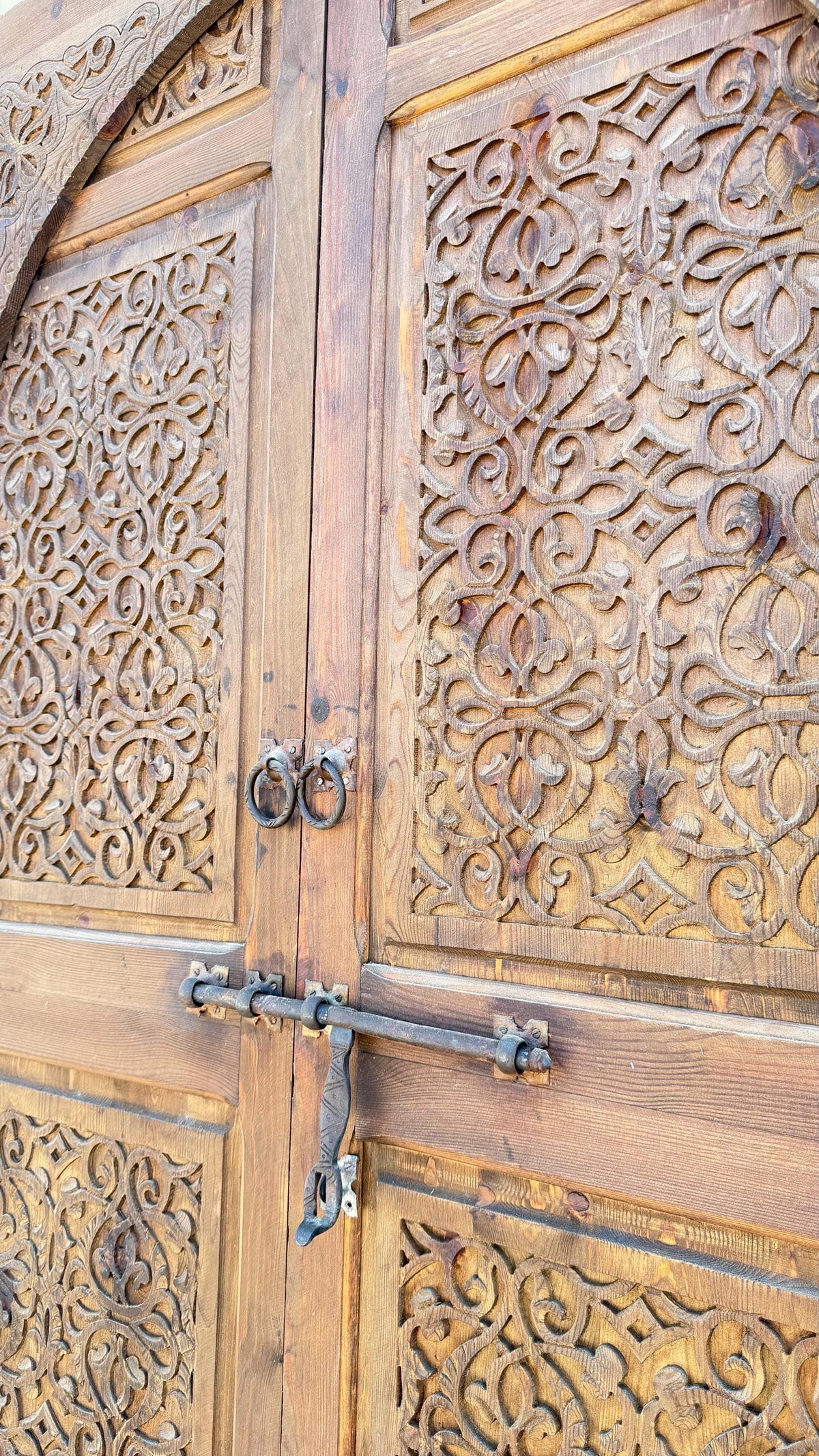 Hand-Carved Moorish Double Door: Moroccan Wood door Panels courtyard Entryway