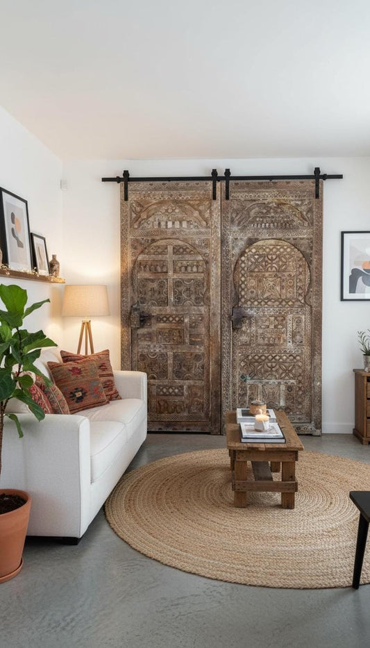 Vintage sliding barn door style, Moroccan Touareg Door panels