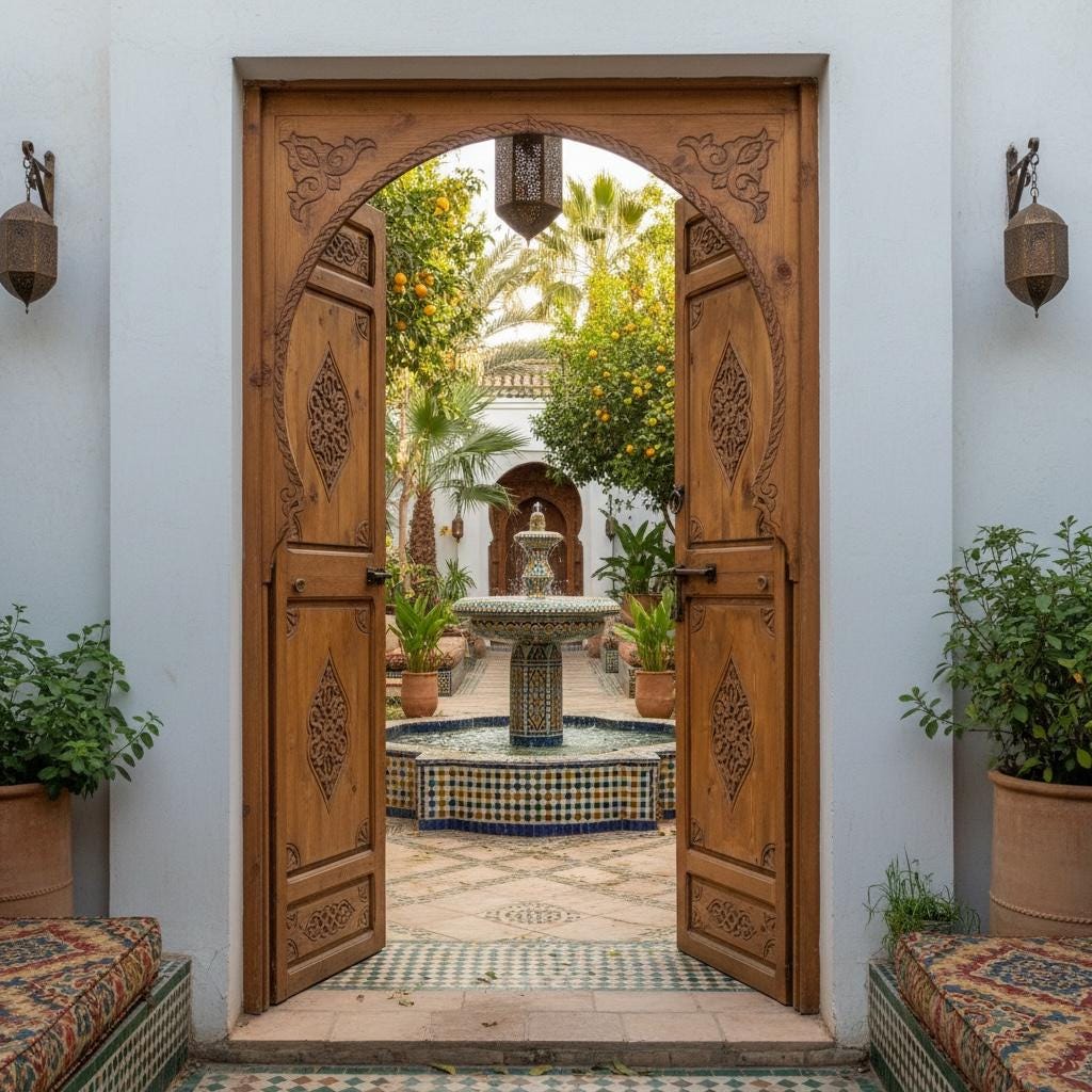 Handcrafted Moorish Carved Double exterior Door: Moroccan Interior wooden door Panels