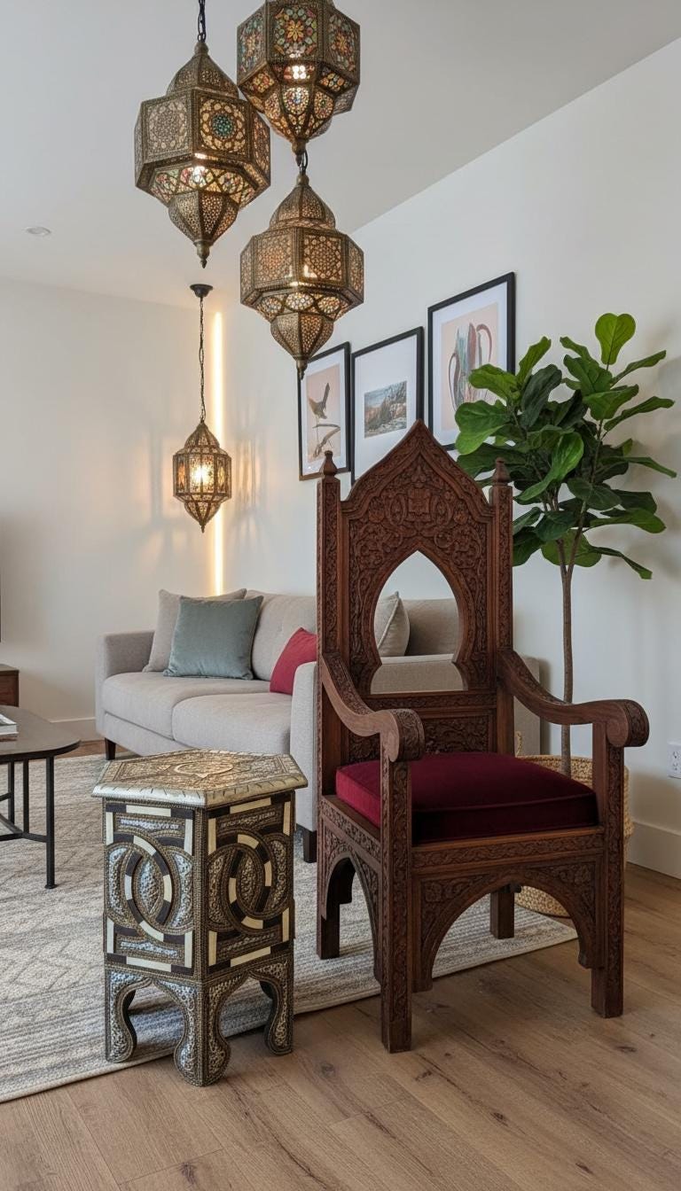 Vintage Moroccan Bone Inlay silver metal side Table: One of a kind Handmade coffee table