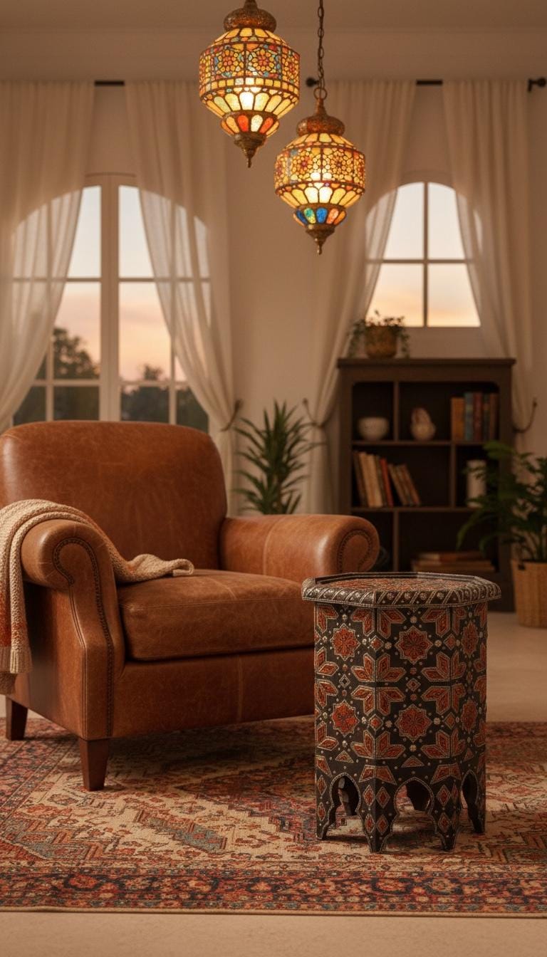 Eclectic vintage unique Bone Inlay side Table: Handmade coffee table
