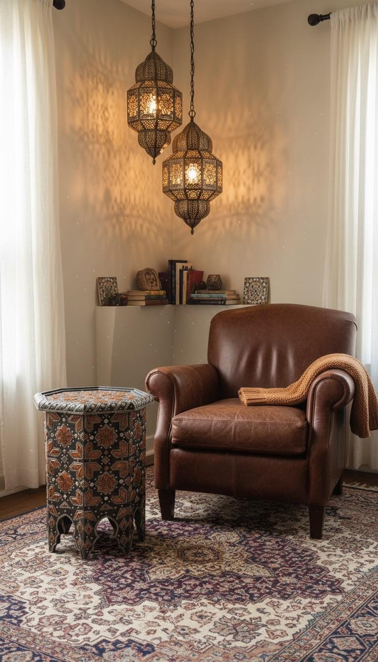 Eclectic vintage unique Bone Inlay side Table: Handmade coffee table