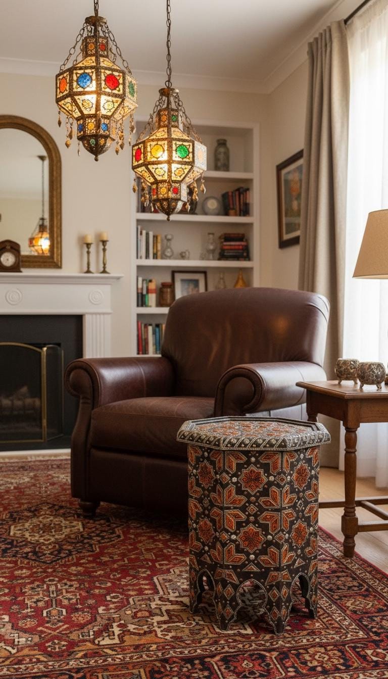 Eclectic vintage unique Bone Inlay side Table: Handmade coffee table