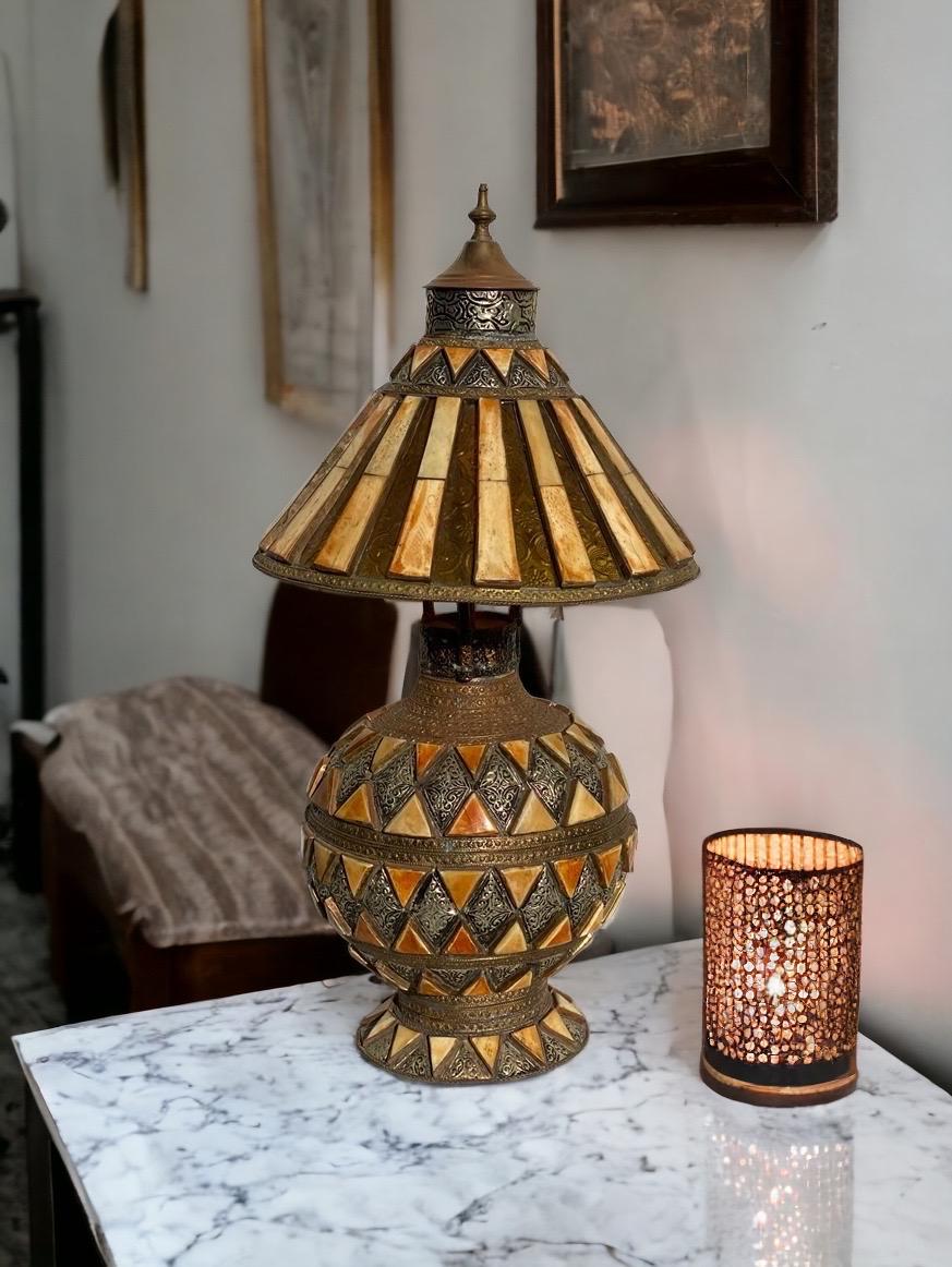 Antique marrakesh small inlay bone floor lamp: Moroccan home decor lighting