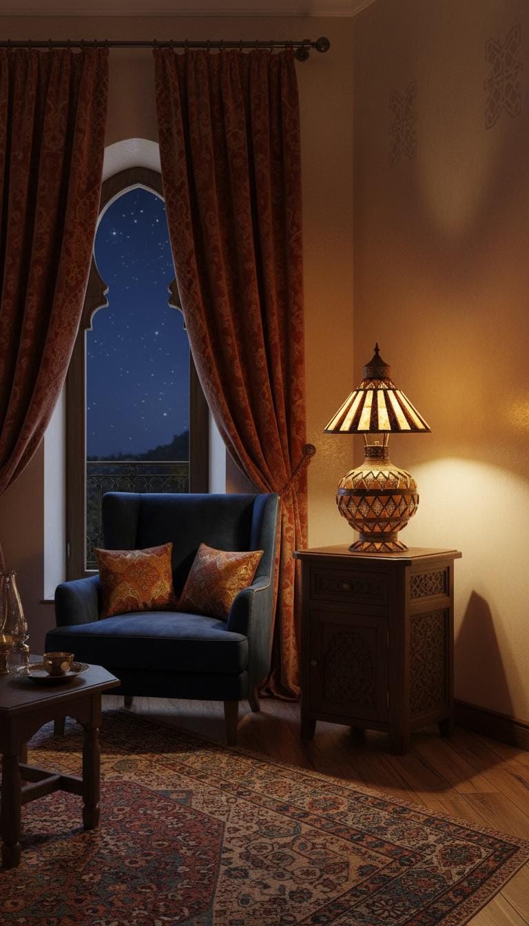 Antique marrakesh small inlay bone floor lamp: Moroccan home decor lighting