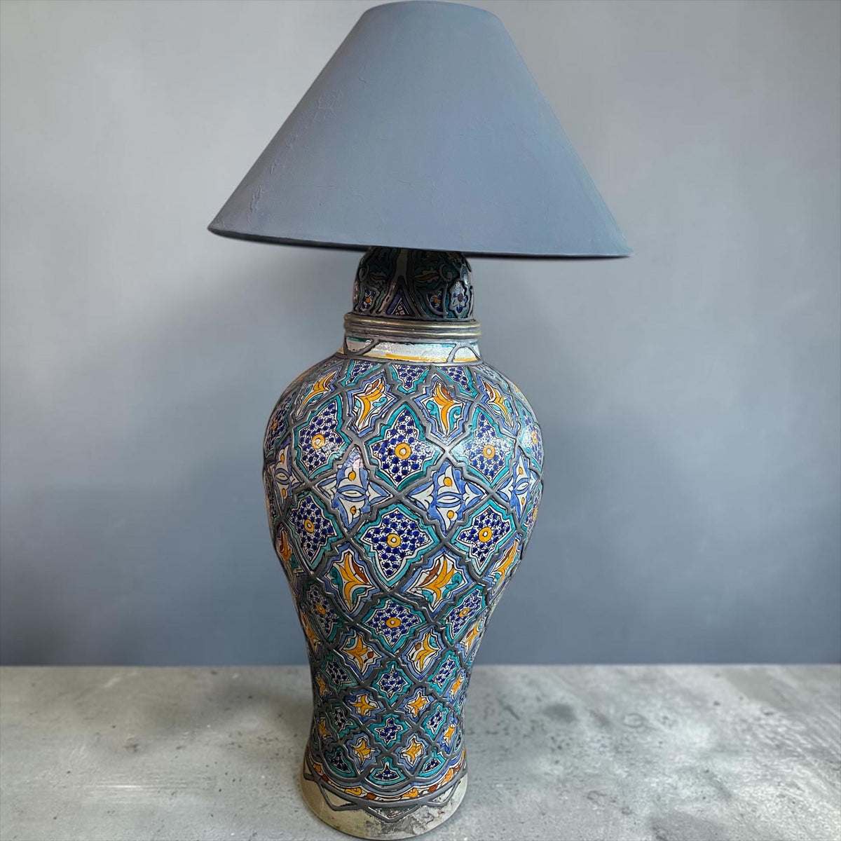 Antique marrakesh pottery vase floor lamp: Moroccan home decor lighting