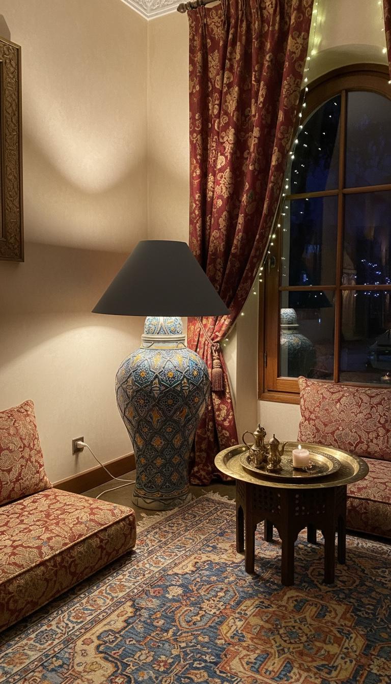 Antique marrakesh pottery vase floor lamp: Moroccan home decor lighting