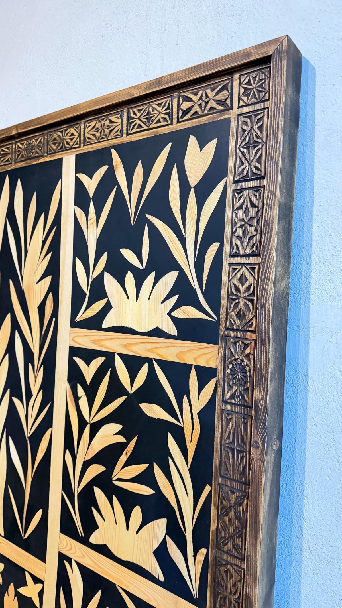 Handmade Inlaid walnut wood resin Headboard: Moroccan  Bedroom furniture Tree of life