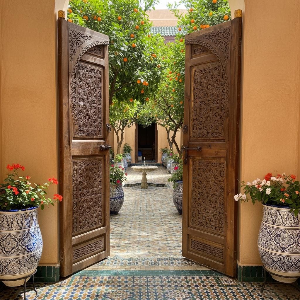 Handcrafted Moorish Carved Double Door: Moroccan Interior wooden door Panels