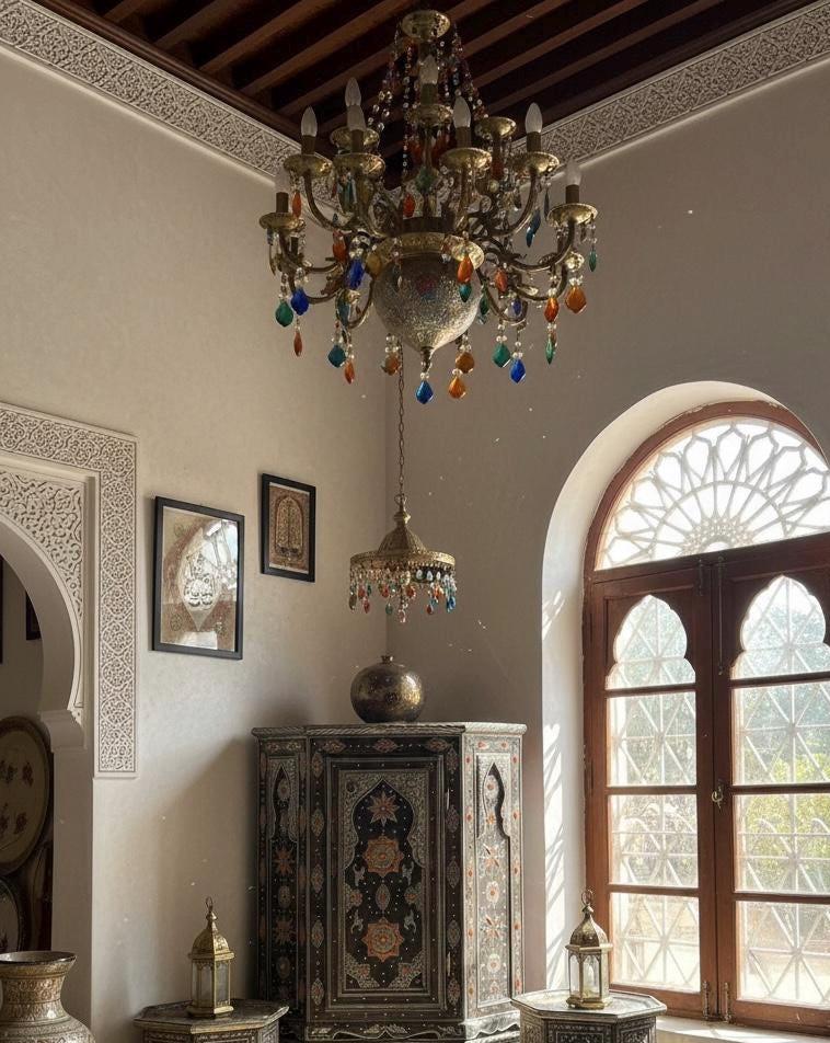 Handcrafted Inlay Bone Corner Cabinet - Moroccan Berber Ethnic Decor