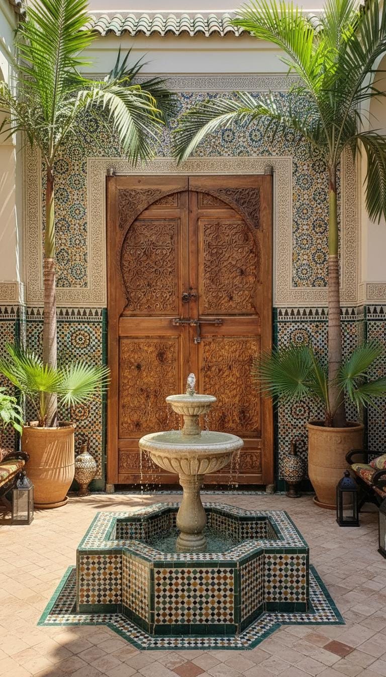 Hand-Carved Moorish Double Door: Moroccan Wood door Panels courtyard Entryway