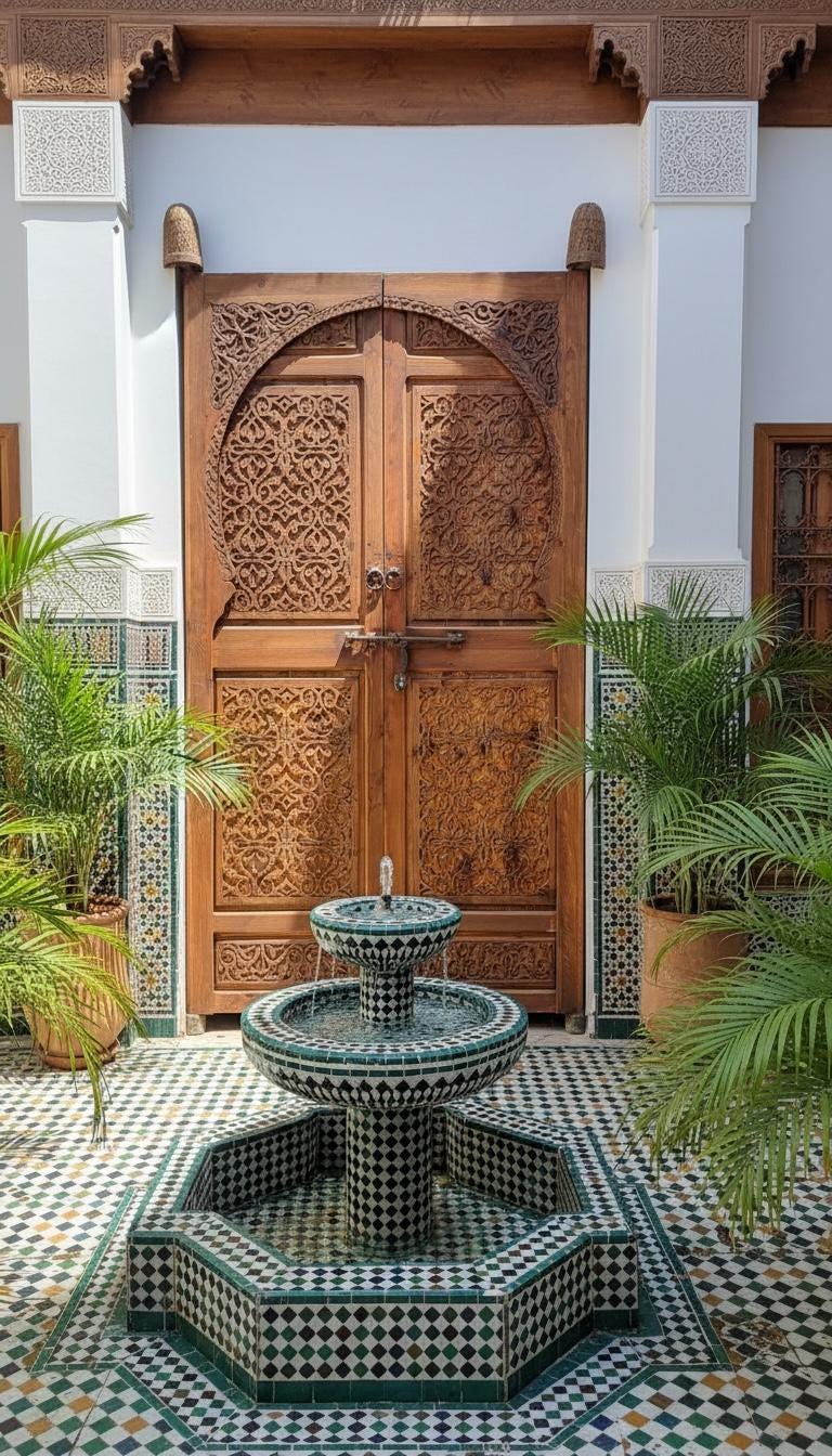 Hand-Carved Moorish Double Door: Moroccan Wood door Panels courtyard Entryway