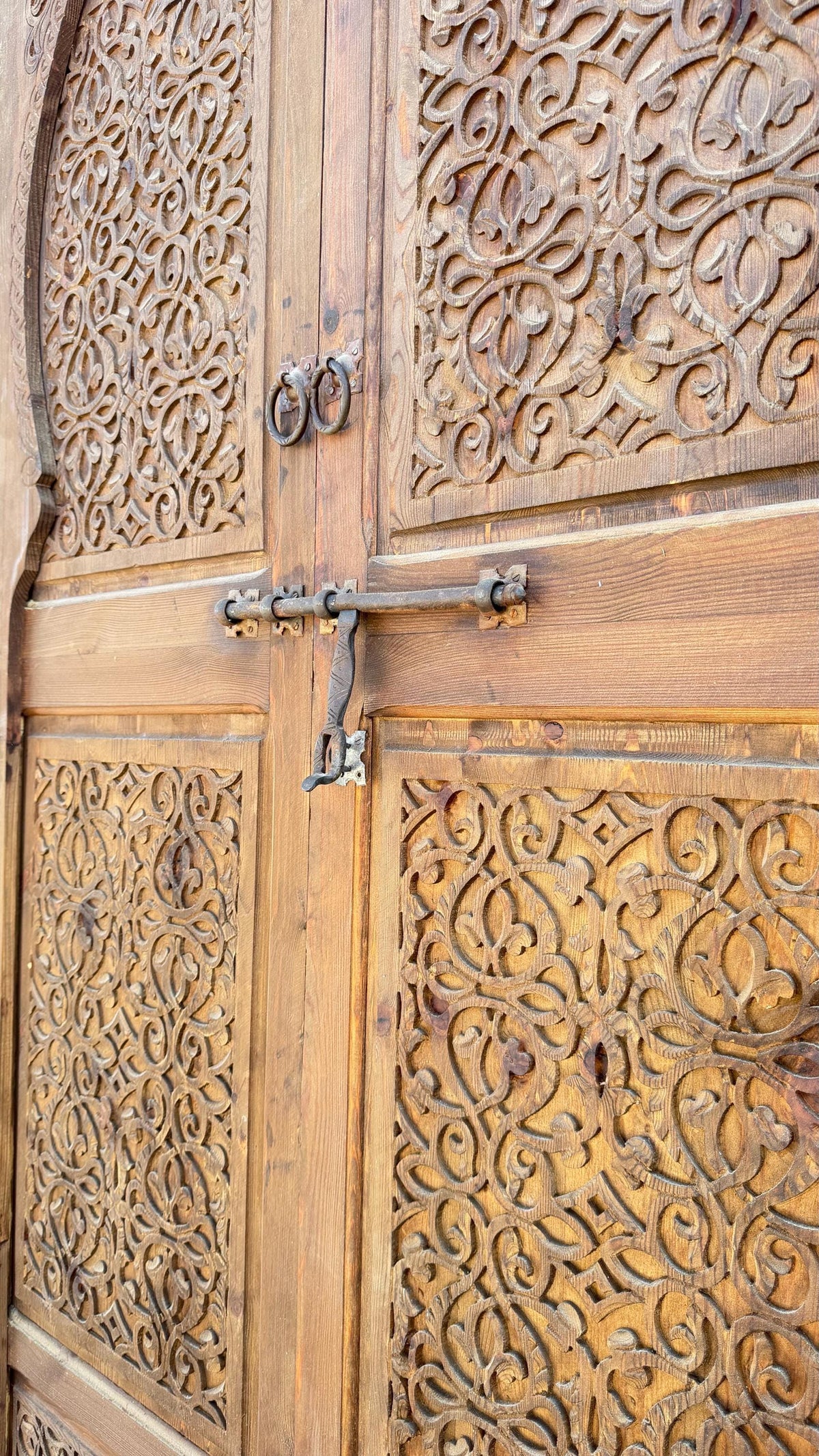 Hand-Carved Moorish Double Door: Moroccan Wood door Panels courtyard Entryway