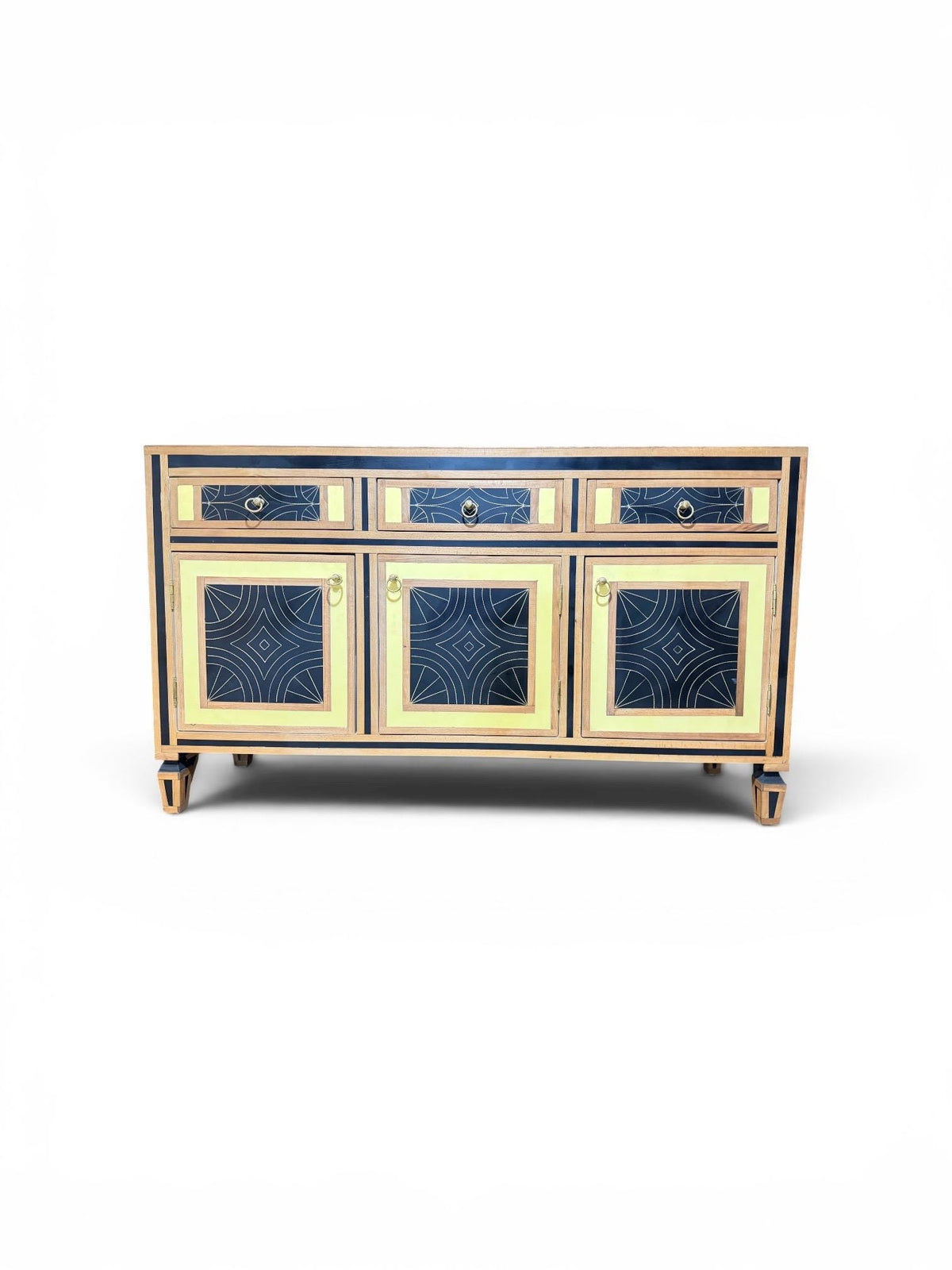 Eclectic walnut Wood resin Inlay Cabinet: unique Moroccan dresser, home decor