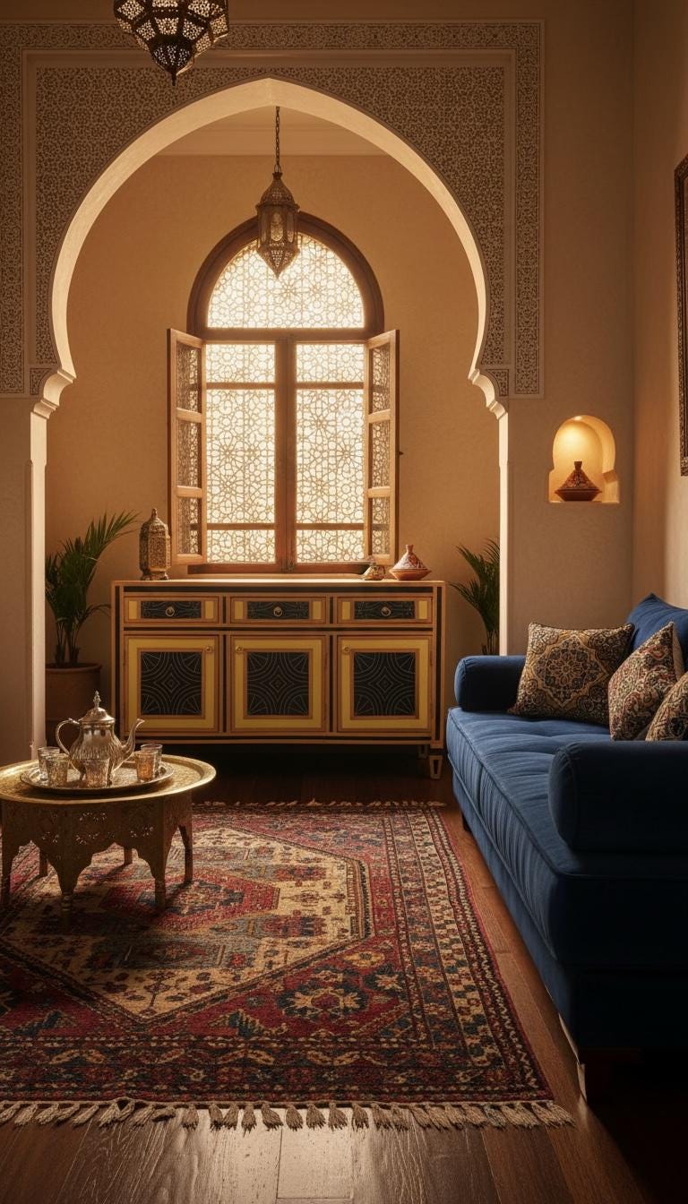 Eclectic walnut Wood resin Inlay Cabinet: unique Moroccan dresser, home decor