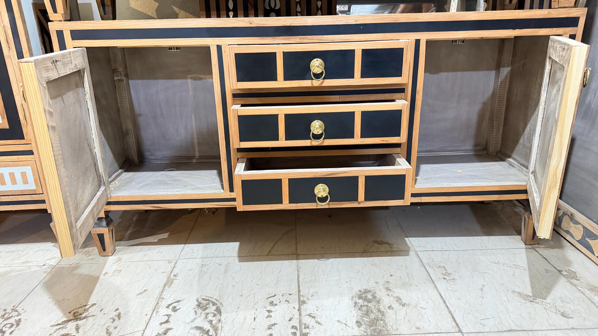 Black walnut Wood resin Inlay Cabinet: Moroccan dresser, home decor