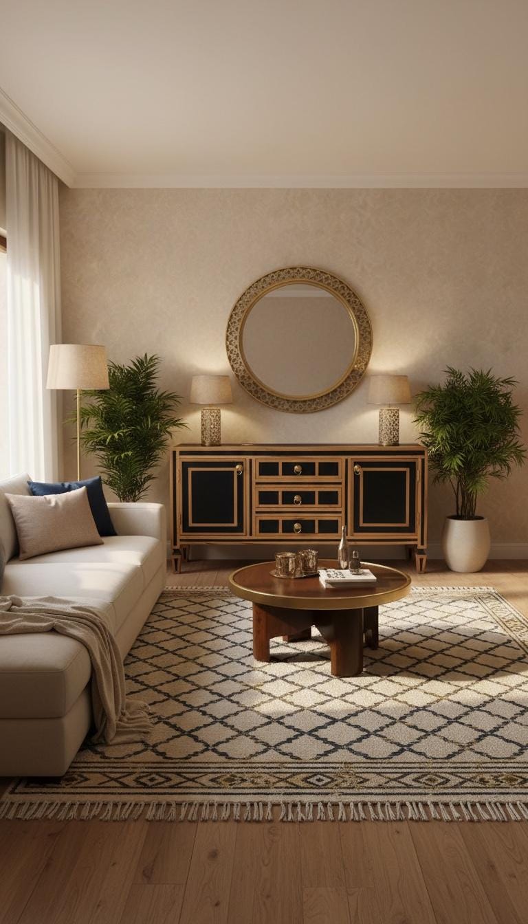 Eclectic black walnut Wood resin Inlay Cabinet: unique Moroccan buffet, home decor