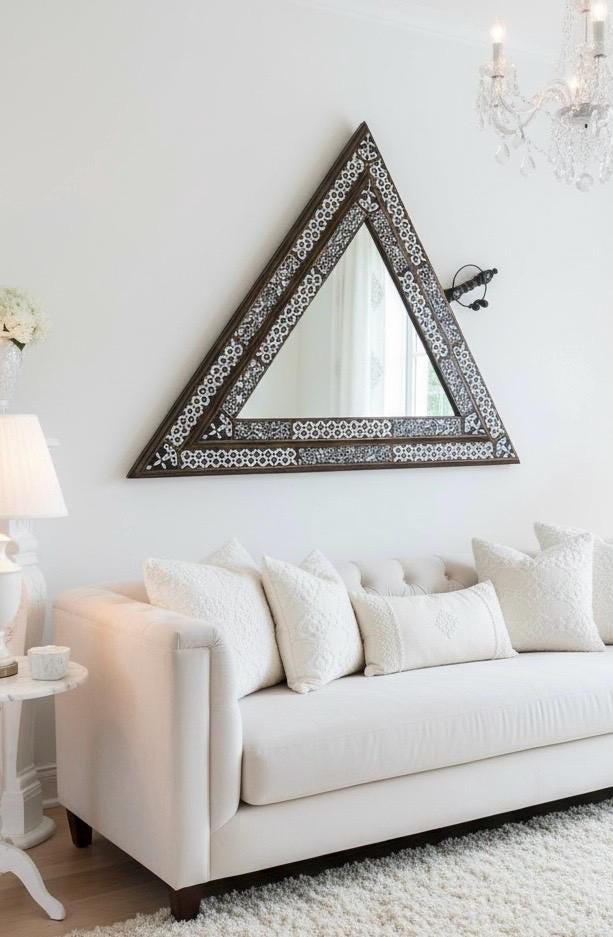 Large triangle Exquisite Moroccan Mirror: Geometric resin wall decor mirror