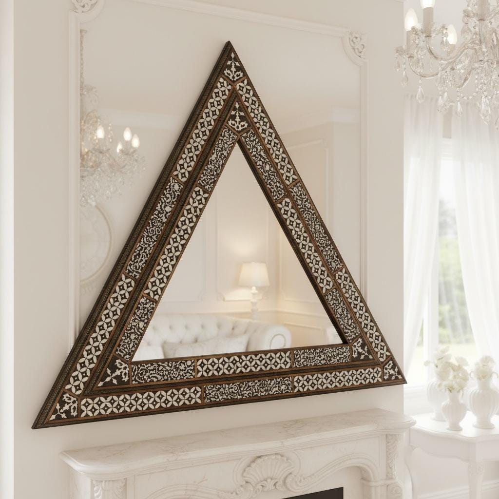 Large triangle Exquisite Moroccan Mirror: Geometric resin wall decor mirror