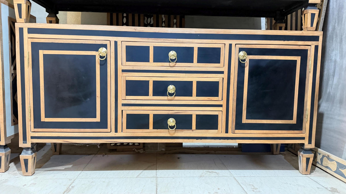Black walnut Wood resin Inlay Cabinet: Moroccan dresser, home decor
