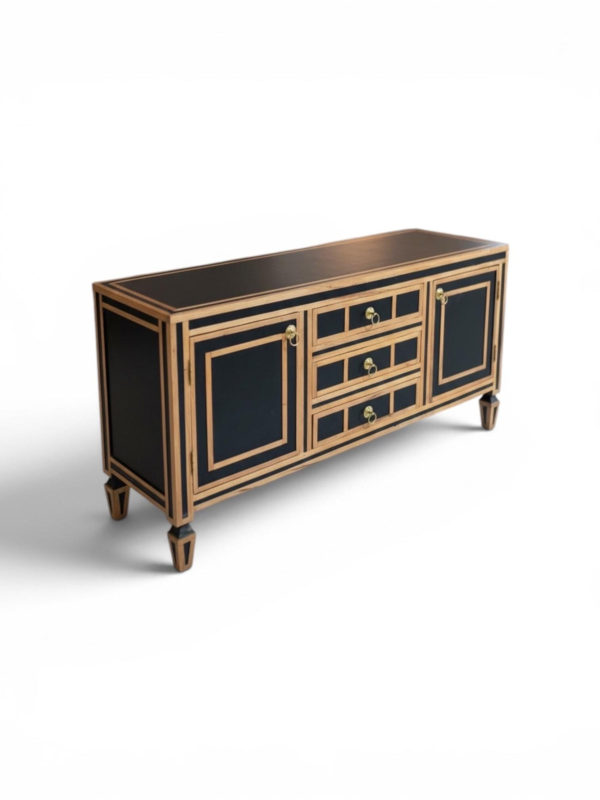 Eclectic black walnut Wood resin Inlay Cabinet: unique Moroccan buffet, home decor
