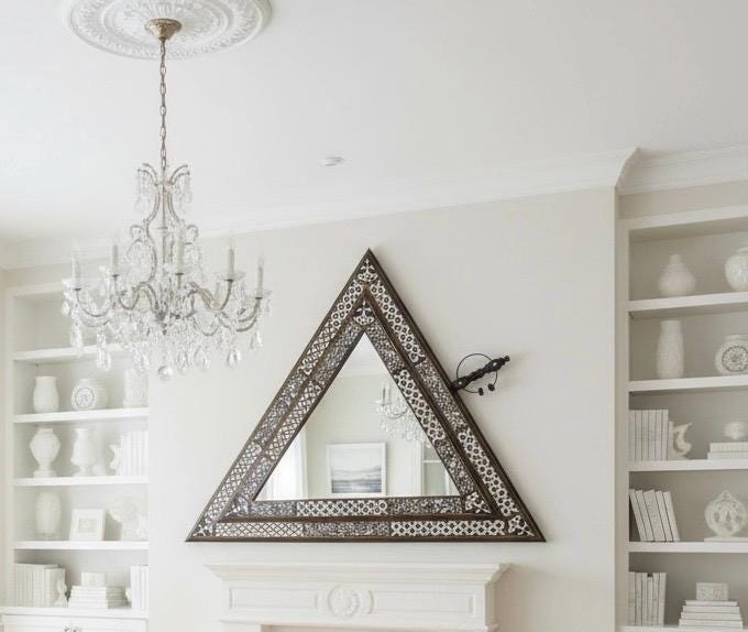 Large triangle Exquisite Moroccan Mirror: Geometric resin wall decor mirror