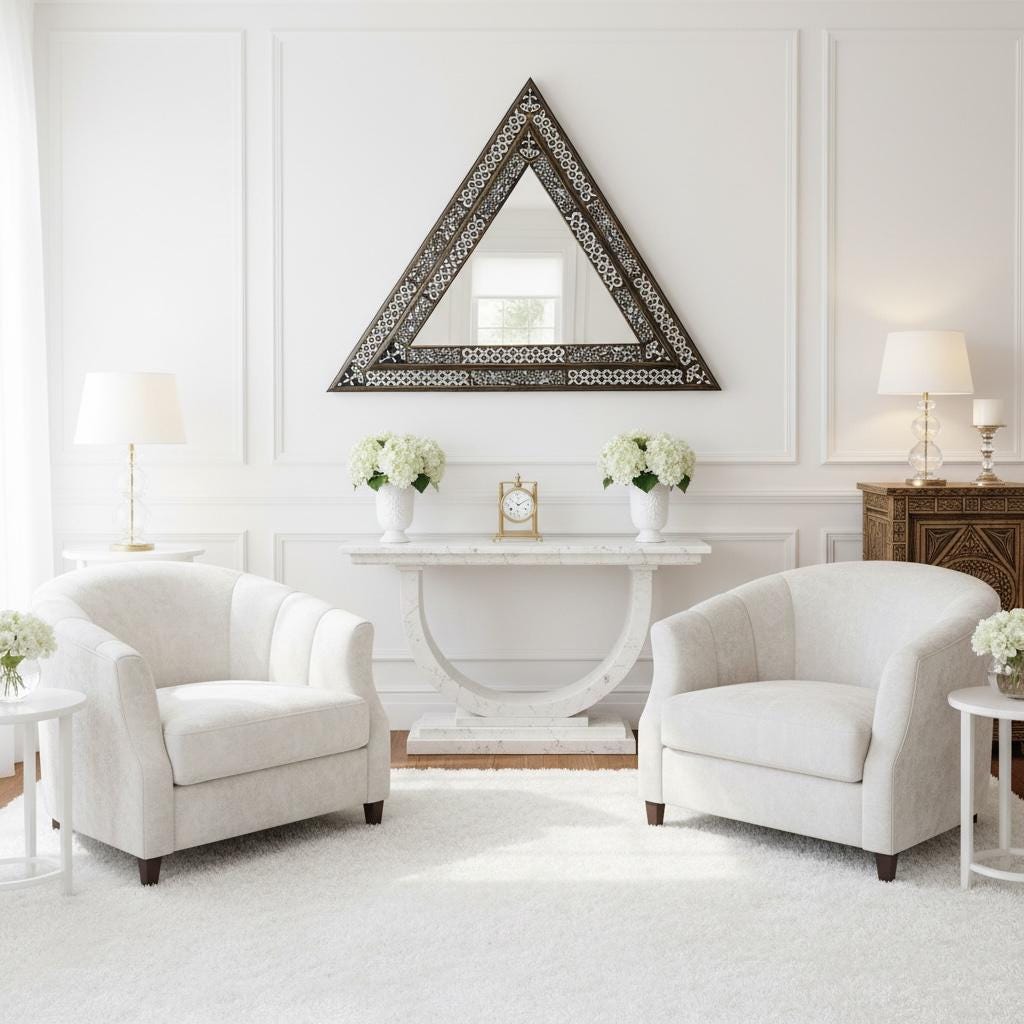 Large triangle Exquisite Moroccan Mirror: Geometric resin wall decor mirror