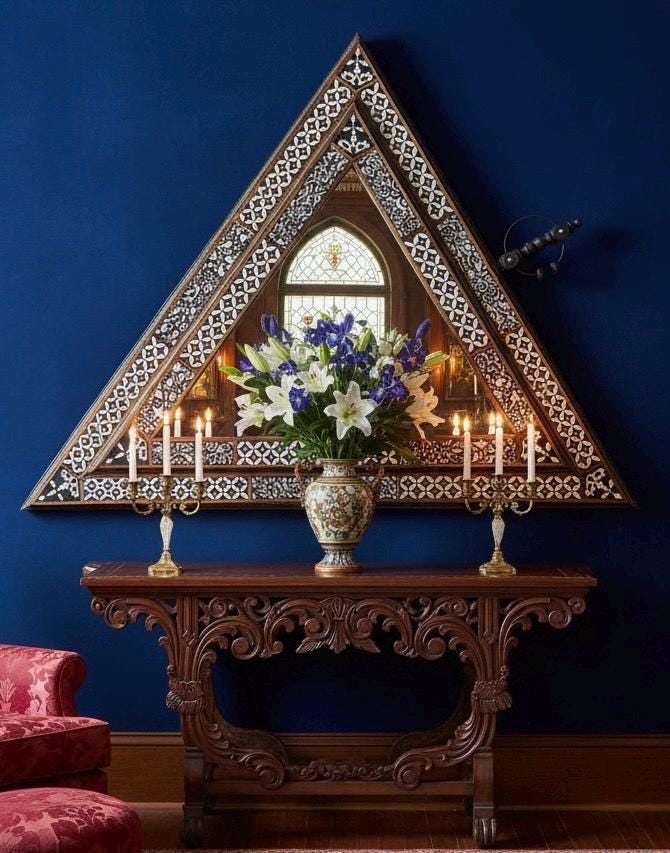 Large triangle Exquisite Moroccan Mirror: Geometric resin wall decor mirror