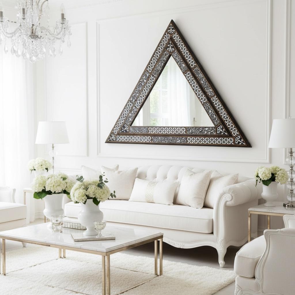 Large triangle Exquisite Moroccan Mirror: Geometric resin wall decor mirror