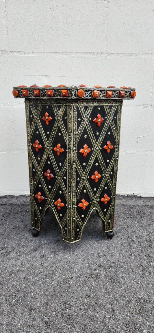 Vintage Bone Inlay side Table: Handmade coffee table Moroccan home decor