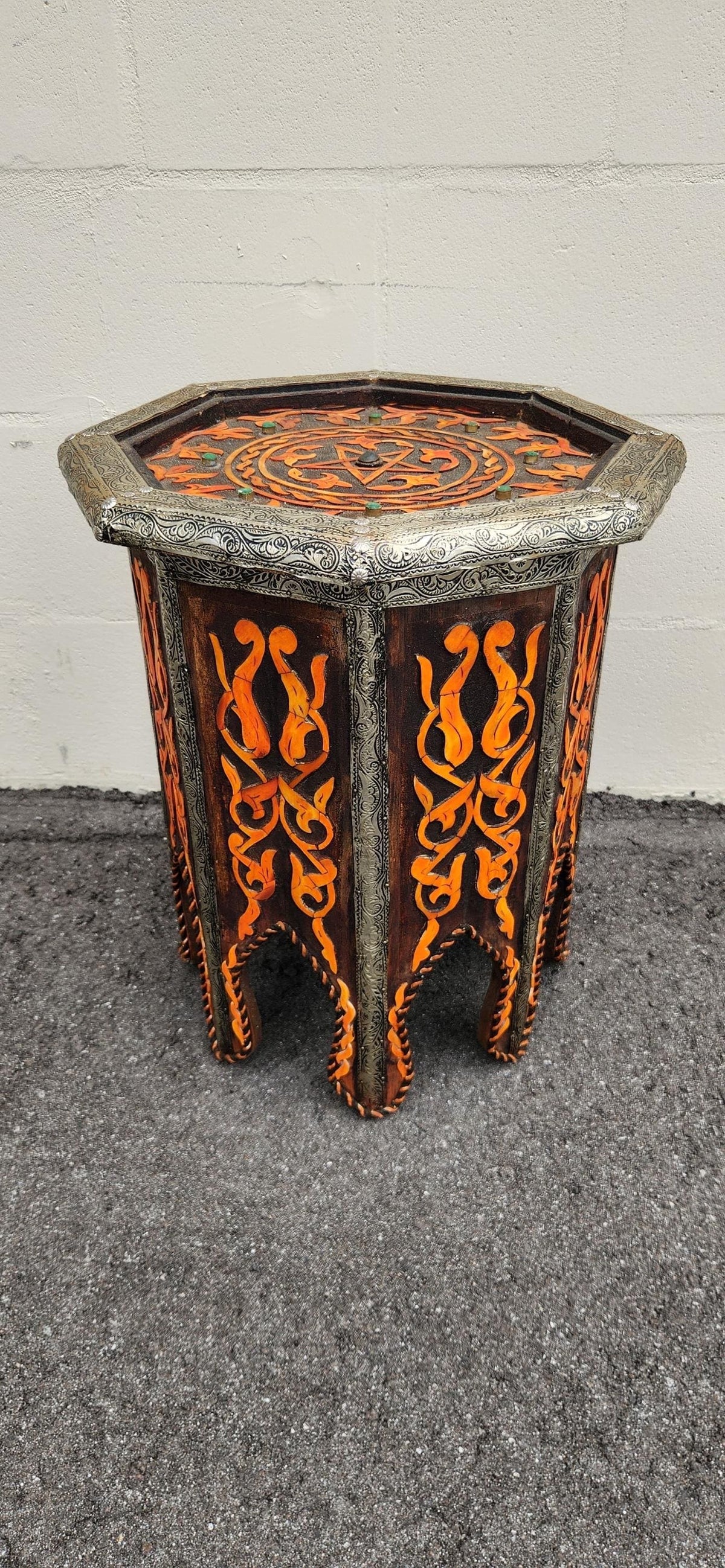 Antique unique Bone Inlay side Table: Moroccan Handmade coffee table
