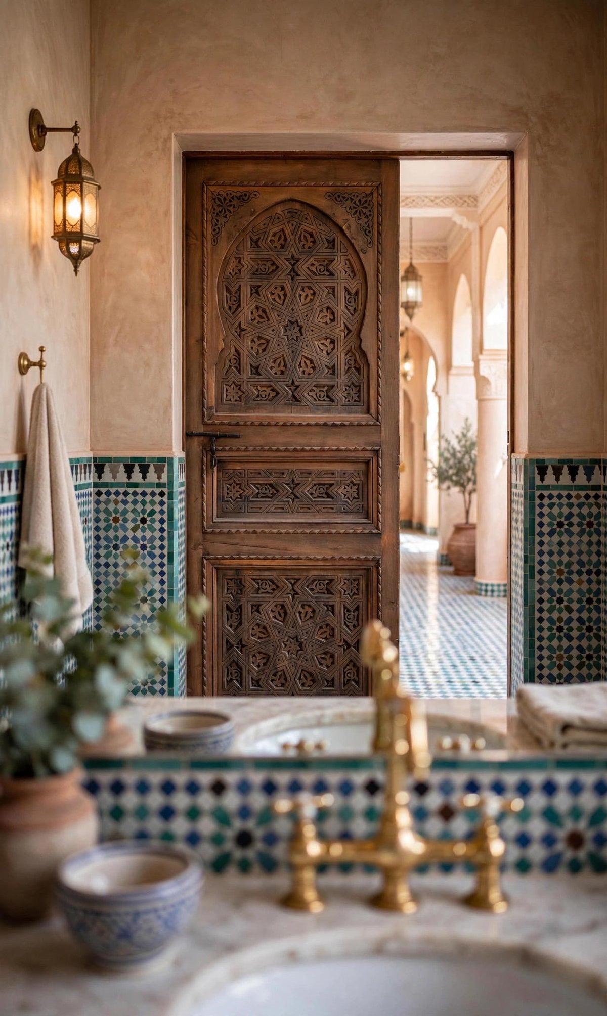 Hamam spa Carved Door: Moroccan Andalusian Moorish Design
