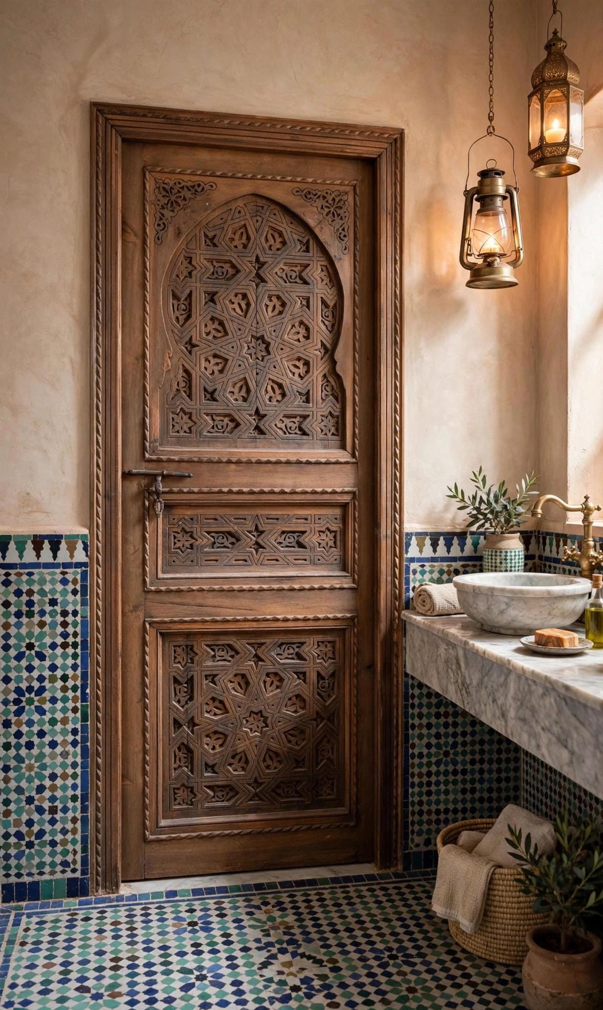 Hamam spa Carved Door: Moroccan Andalusian Moorish Design