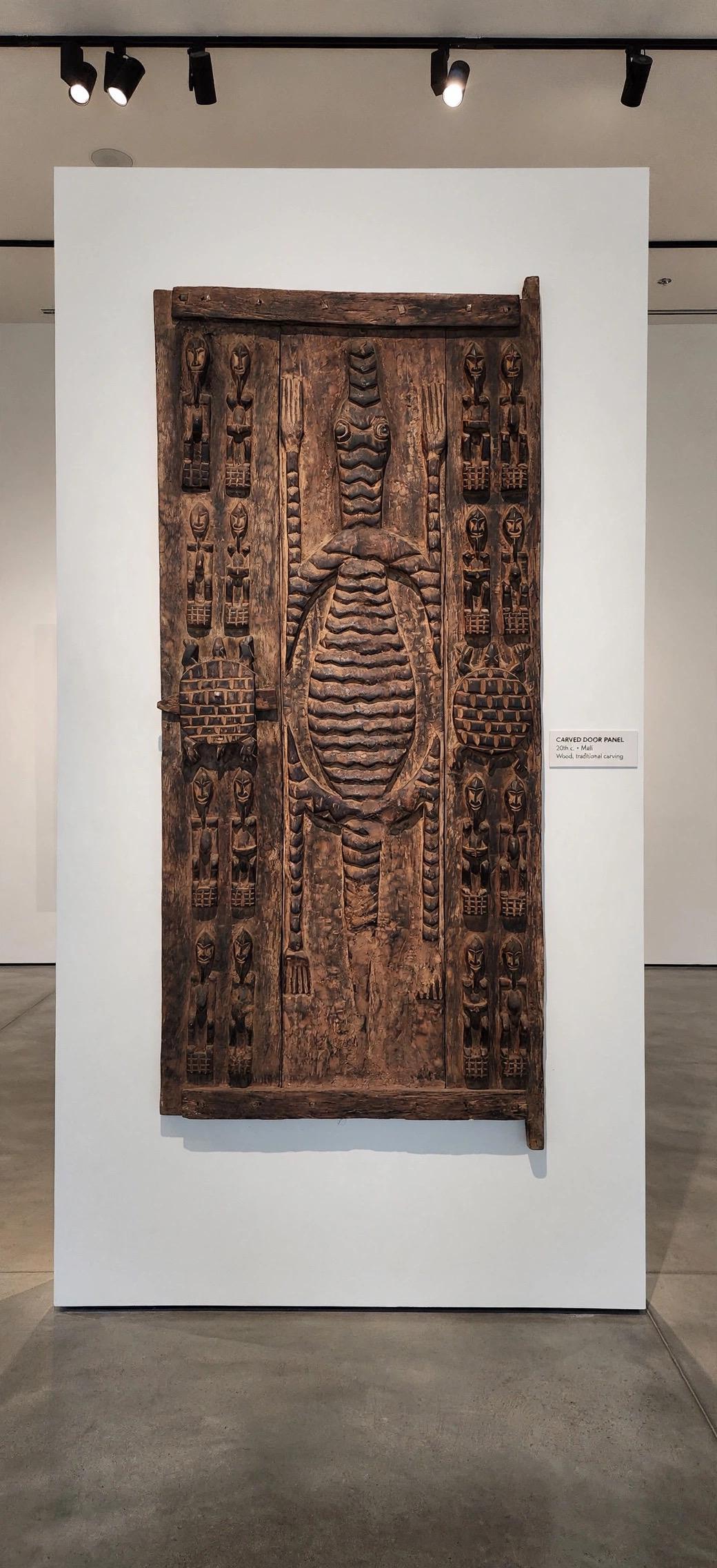 Antique Crocodile Dogon Door Panel: African Tribal Art, Carved Wood Decor 30.5 × 74