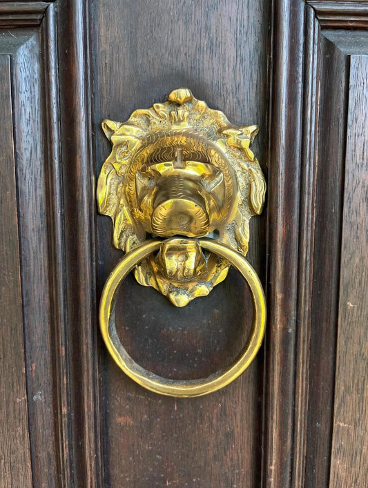 Handmade Moroccan brass lion door knocker