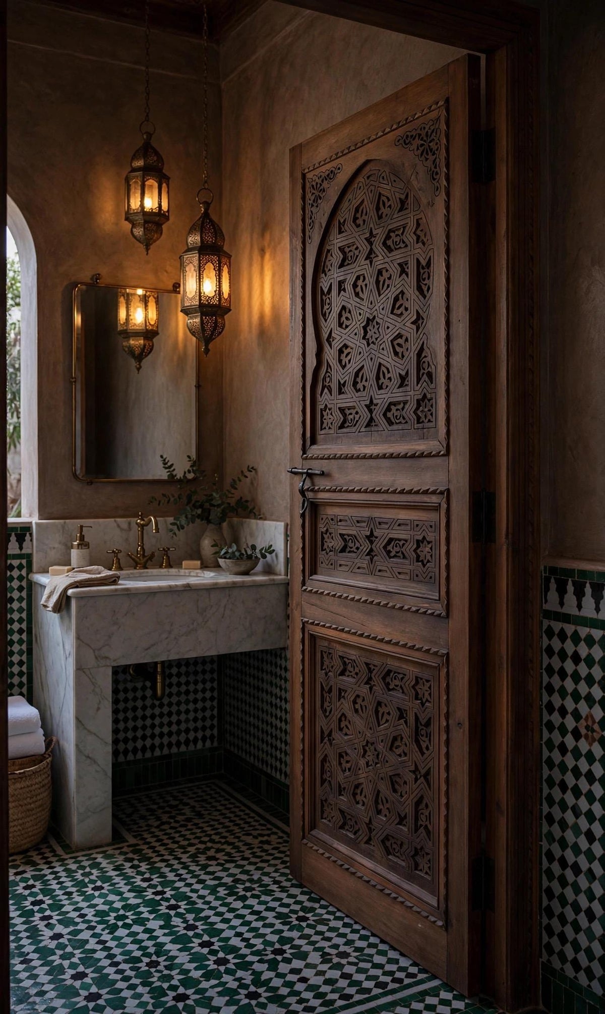 Hamam spa Carved Door: Moroccan Andalusian Moorish Design