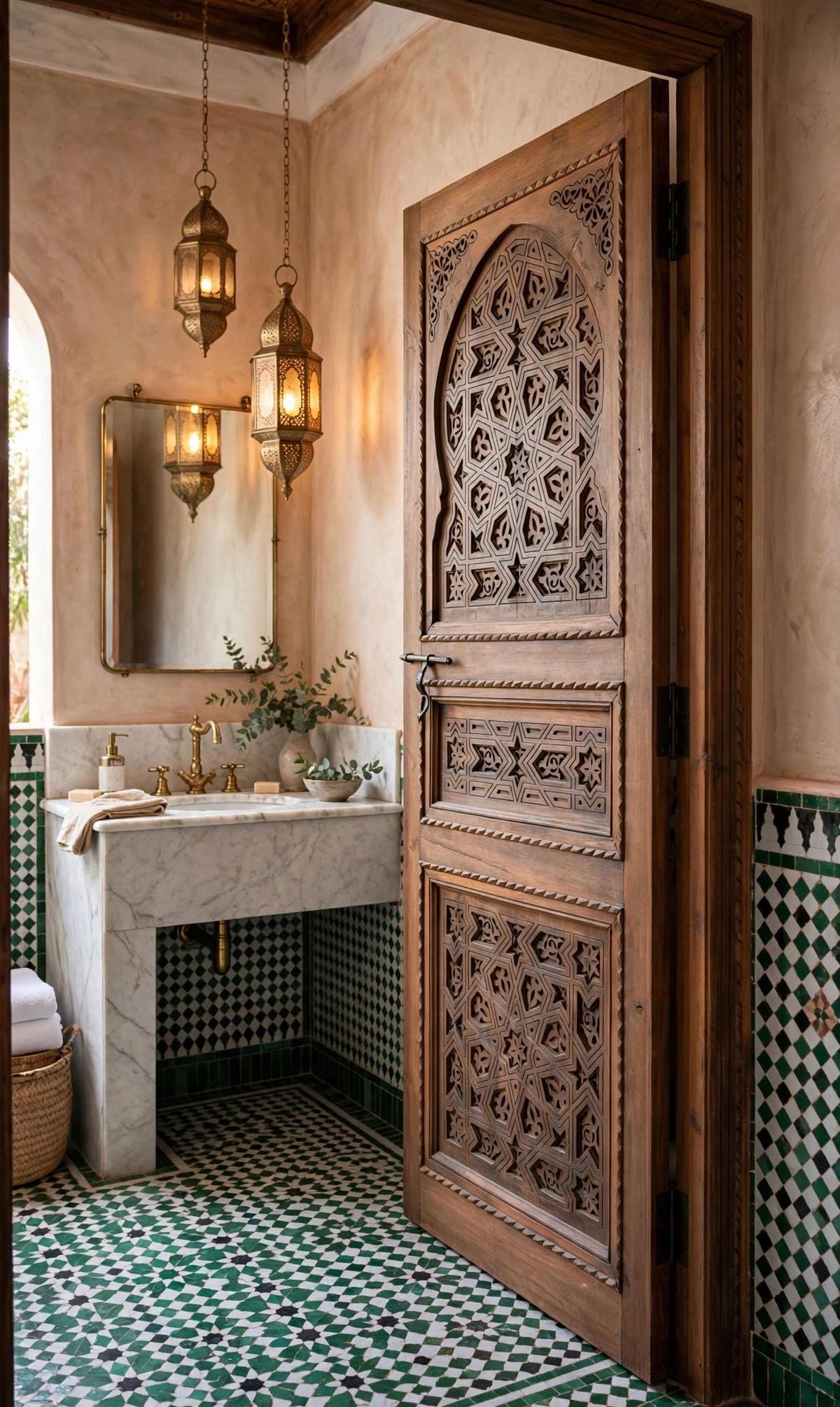 Hamam spa Carved Door: Moroccan Andalusian Moorish Design