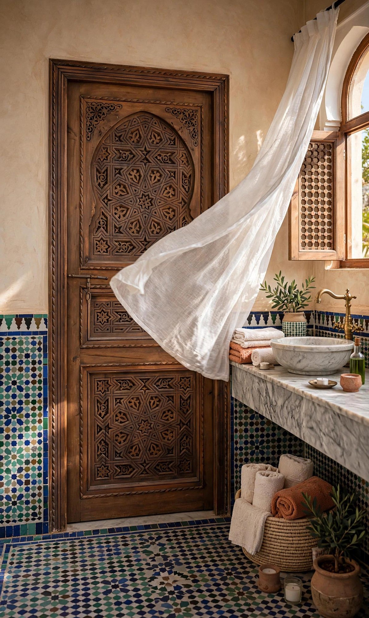 Hamam spa Carved Door: Moroccan Andalusian Moorish Design