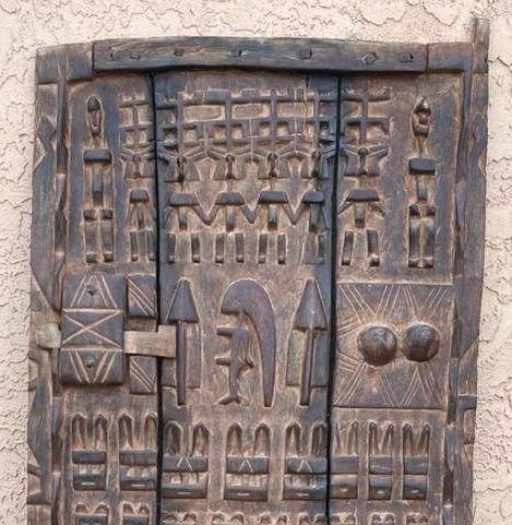 Gallery Wall decor Antique African Dogon Door Panel: Carved Wood Tribal Art (70x30)