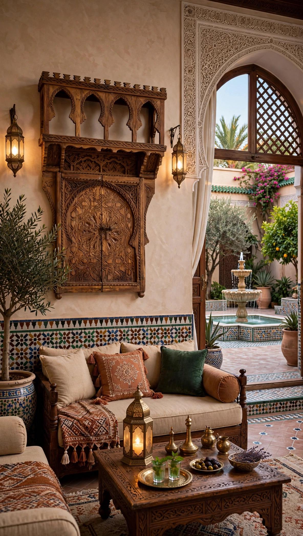 Antique moorish Moroccan wooden shelf