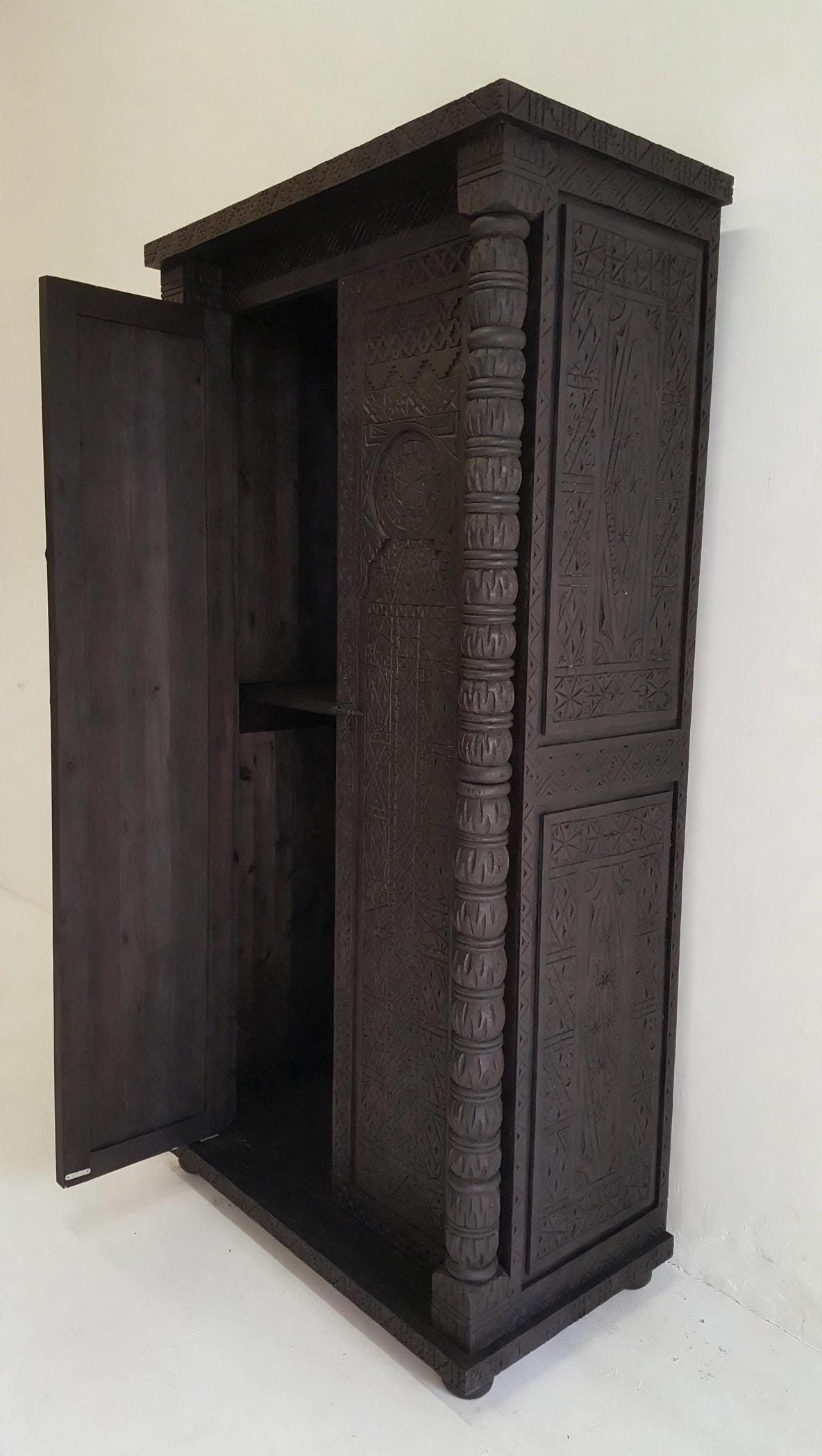 Palace Vintage moroccan berber wooden carved Armoire  39 x 78