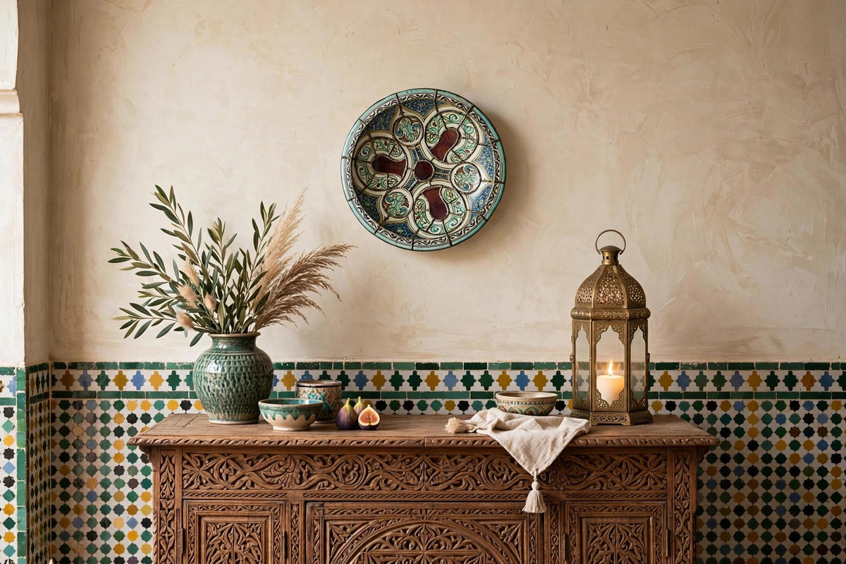 Mid-20th Century Moroccan decoration platter: clay pottery dates back centuries in Morocco