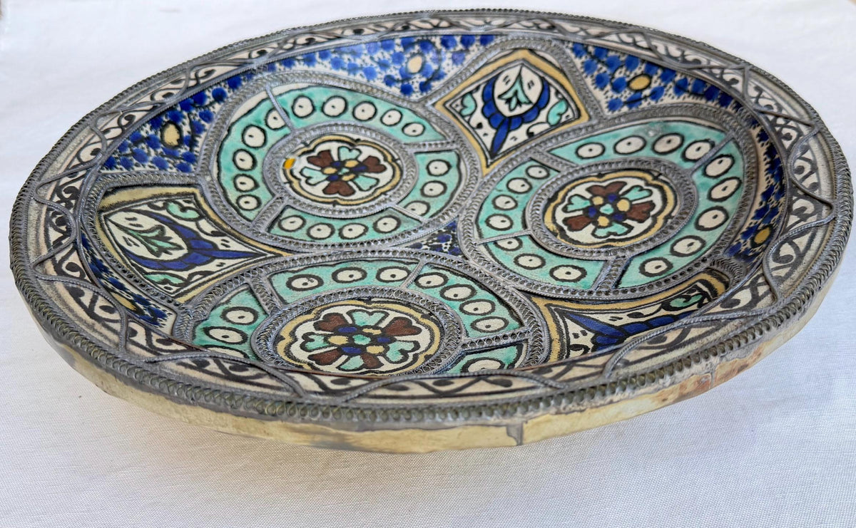 Mid-20th Century Moroccan decoration platter: Wall art plate decor