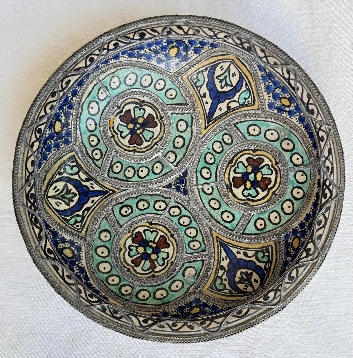 Mid-20th Century Moroccan decoration platter: Wall art plate decor