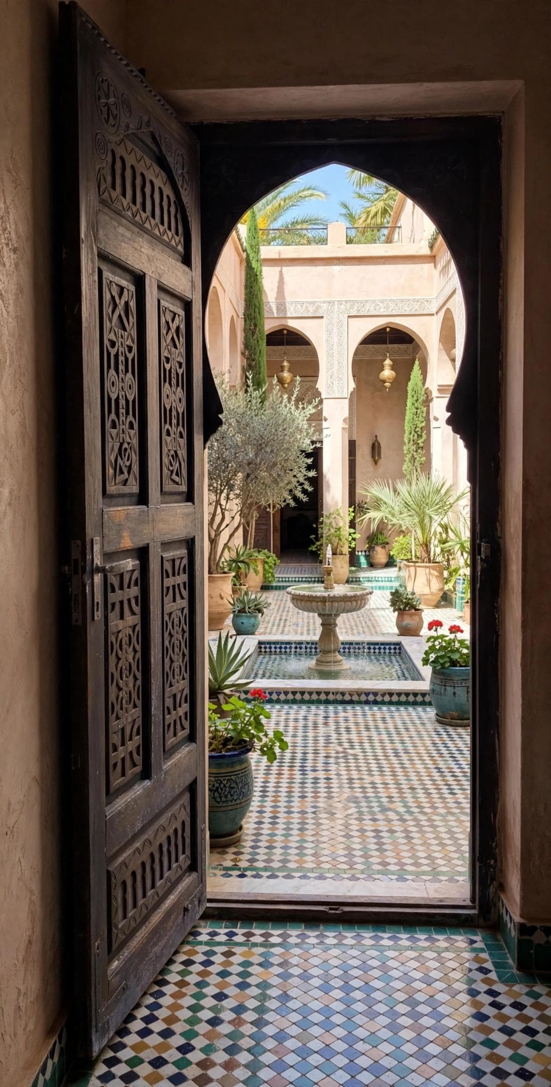 Hand Carved Berber Door: Vintage Moroccan Touareg Cedar Wood (76” x 34”)