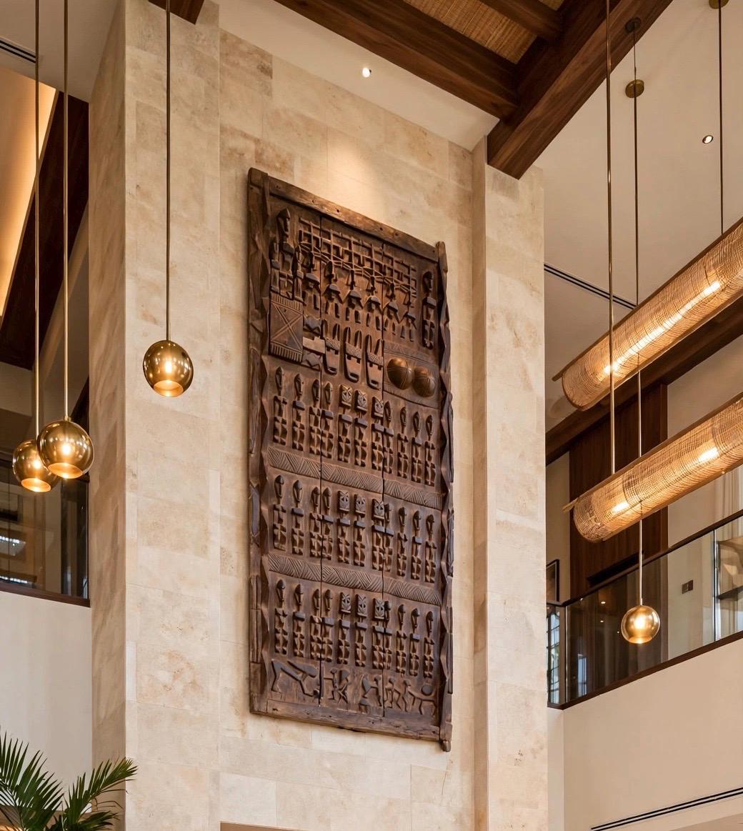 Wall decor Antique African Dogon Door Panel: Carved Wood Tribal Art (74x32)
